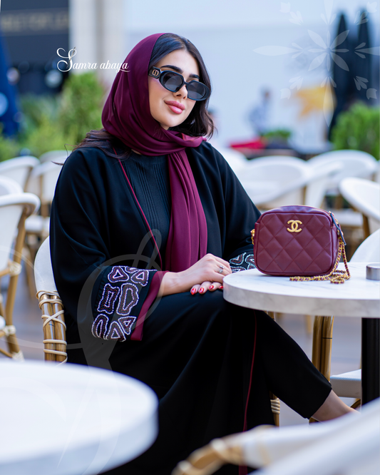 Black with maroon scarf