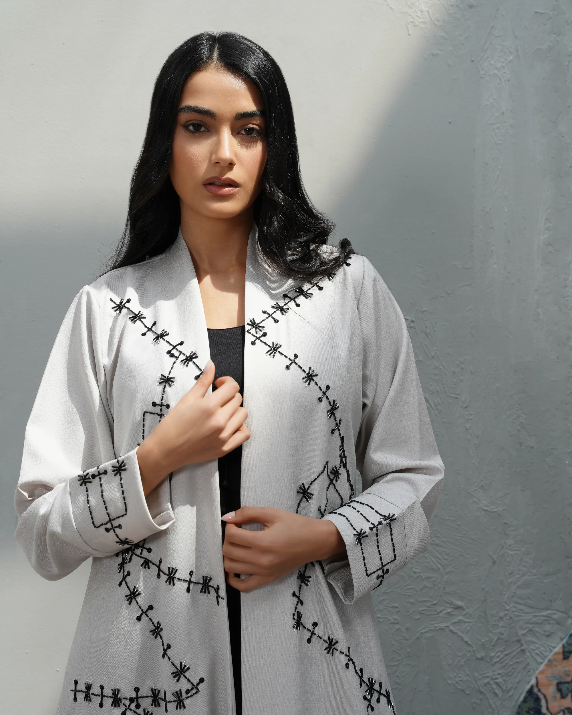 White Crystal Crep Abaya